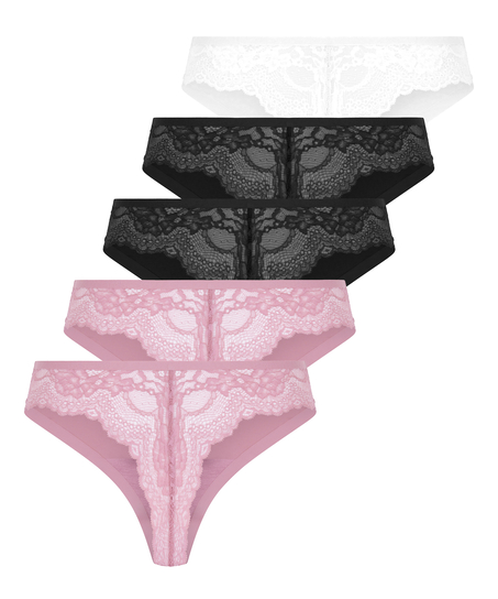5-pack Invisible Thong, Pink
