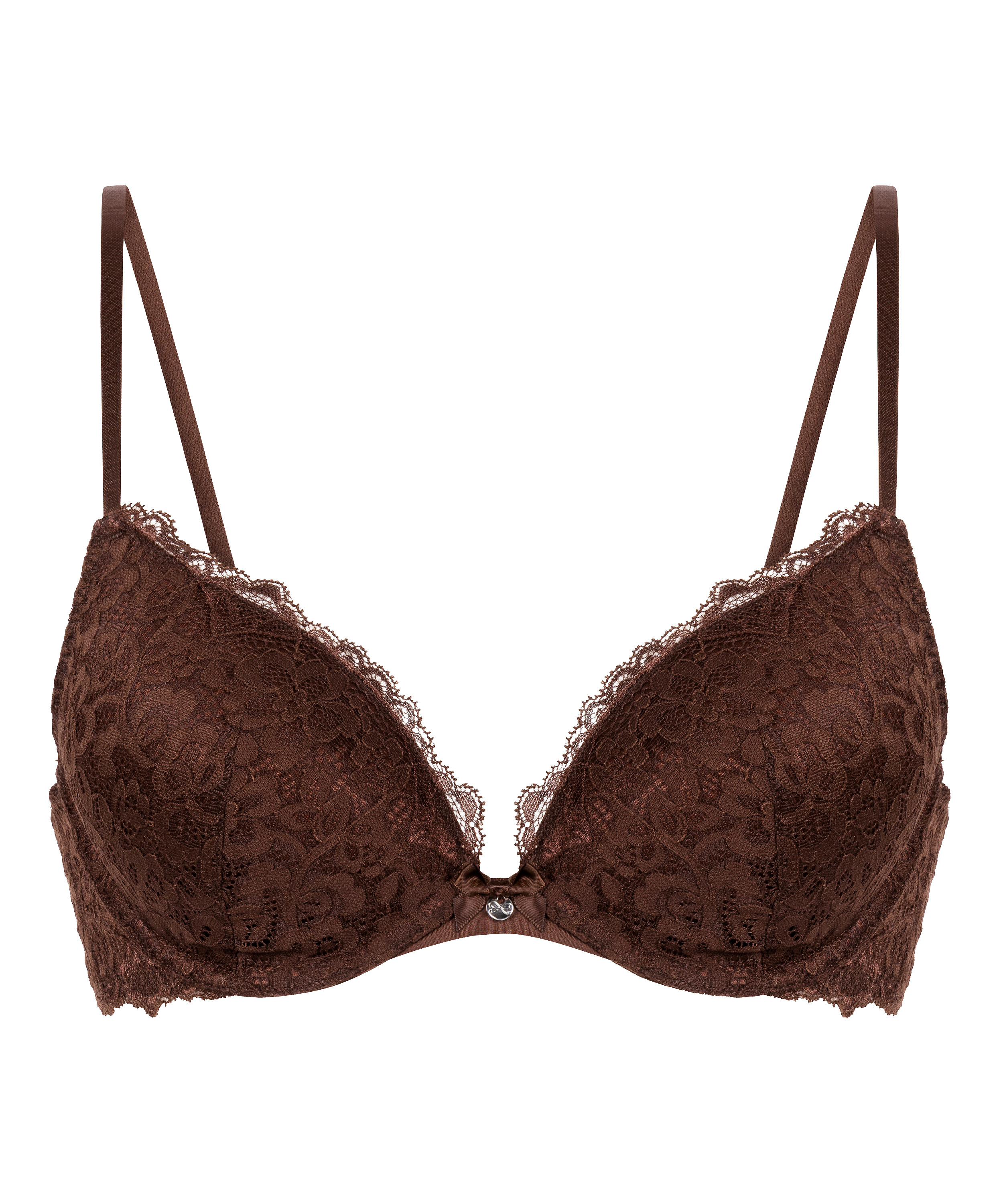 Marine Padded Push-Up Underwired Bra, Brown, main