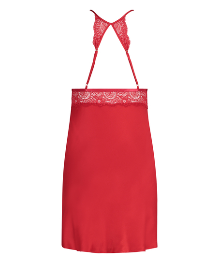 Satin lace slip dress, Red