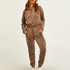 Petite Velours Jogging Bottoms, Brown
