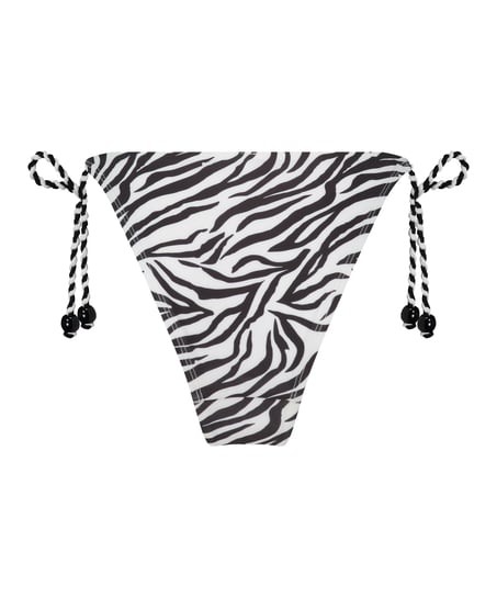 Doha Zebra Cheeky Tanga Bikini Bottoms, White