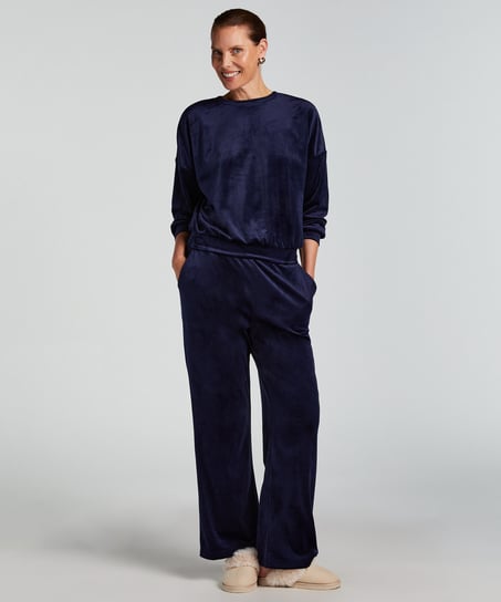 Velours Pyjama Pants, Blue