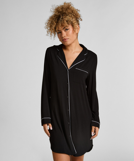 Essential Jersey Shirtdress, Black