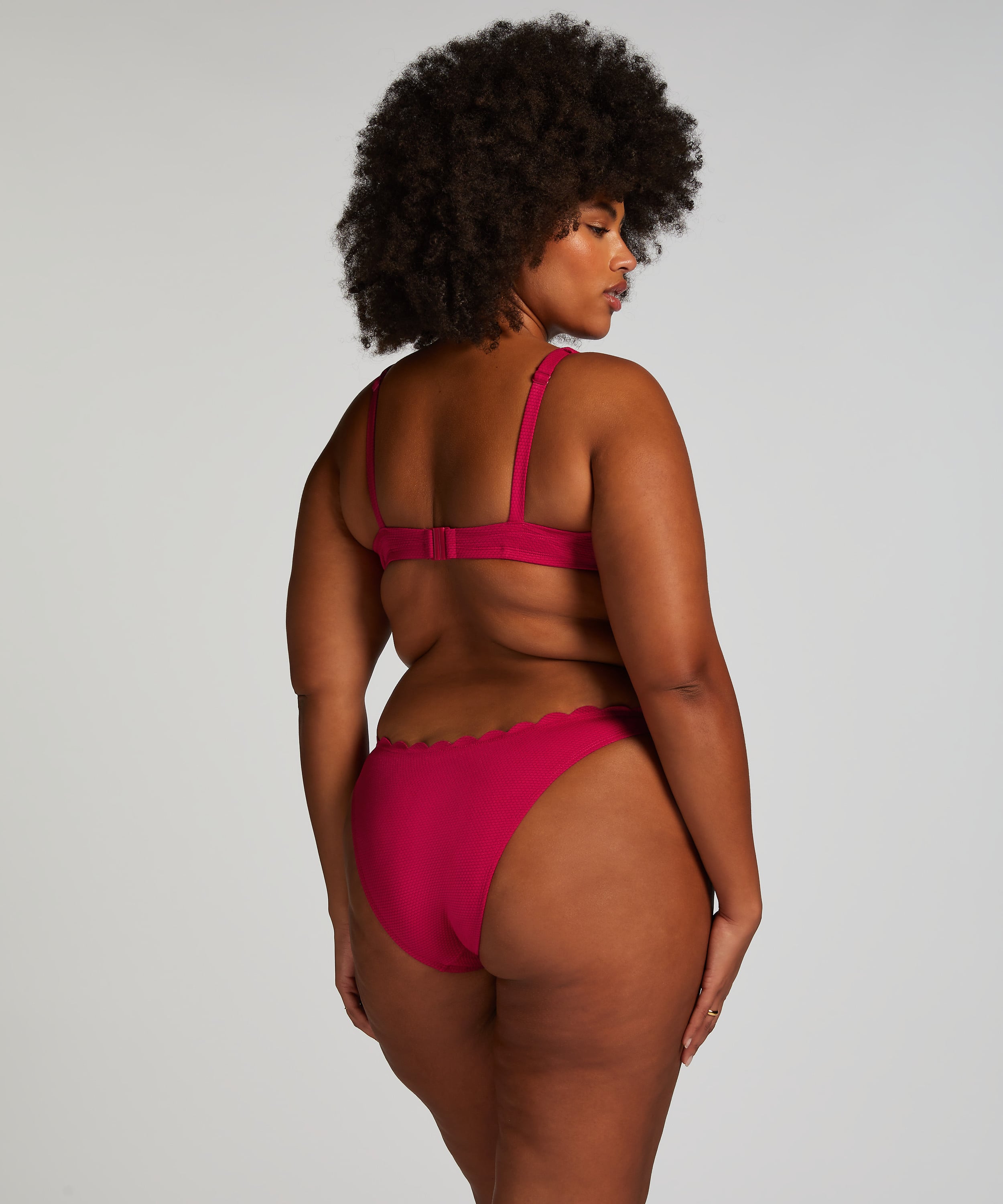 Scallop High-Leg Bikini Bottoms, Pink, main