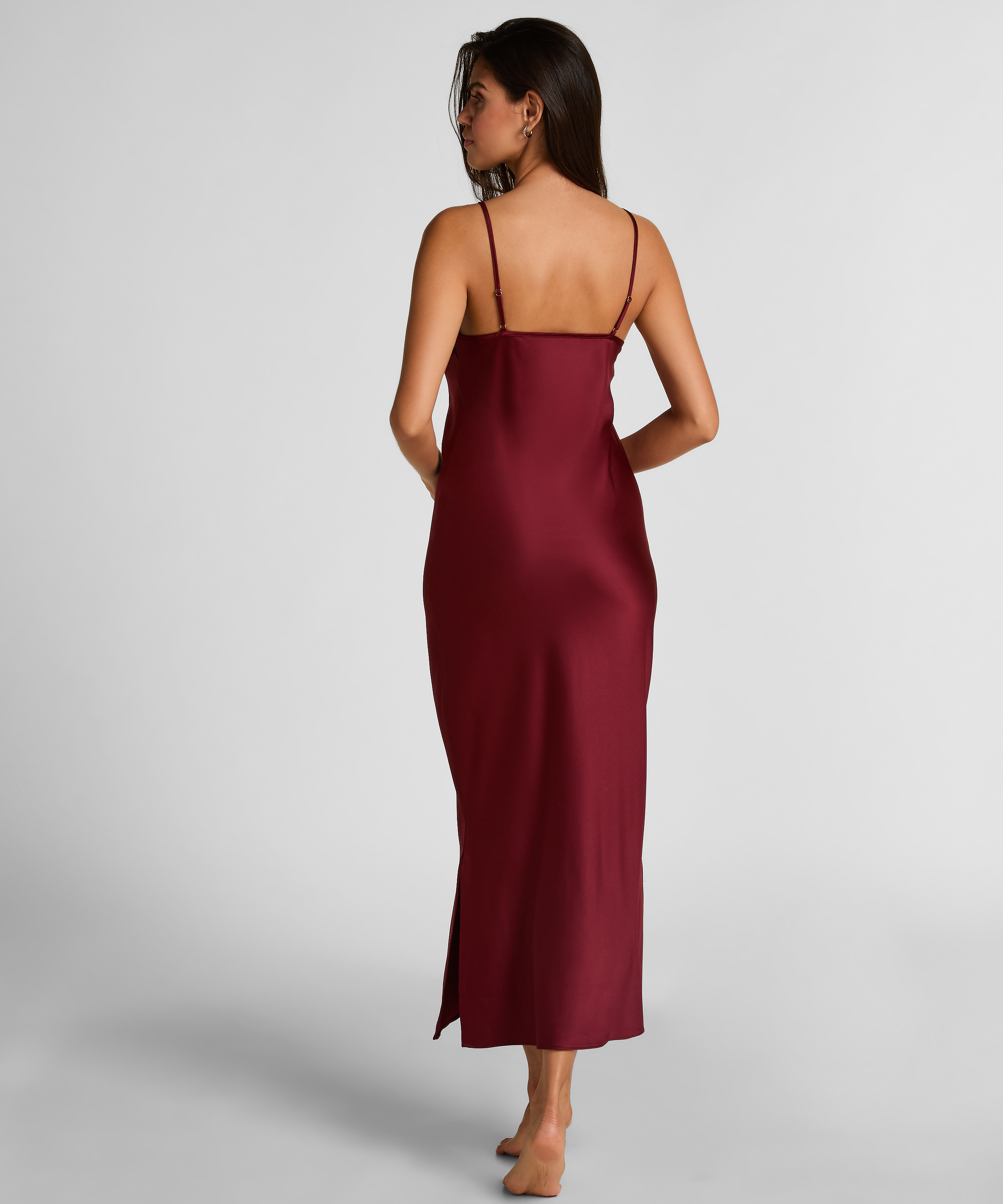 Slipdress Long Satin, Red, main