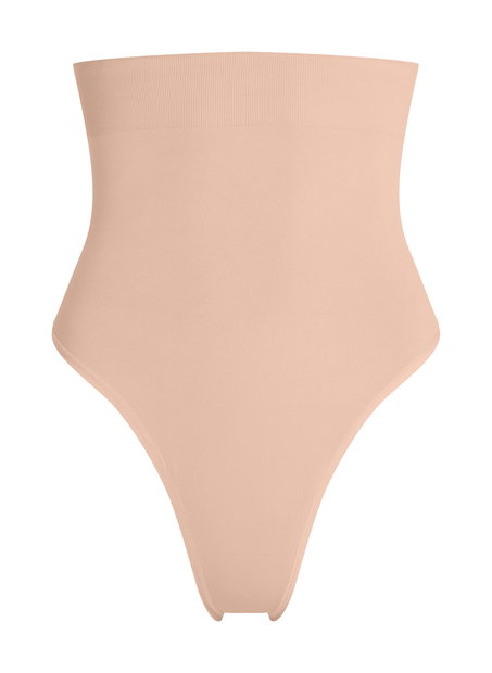 Seamless Enhancing High Waisted Thong, Beige