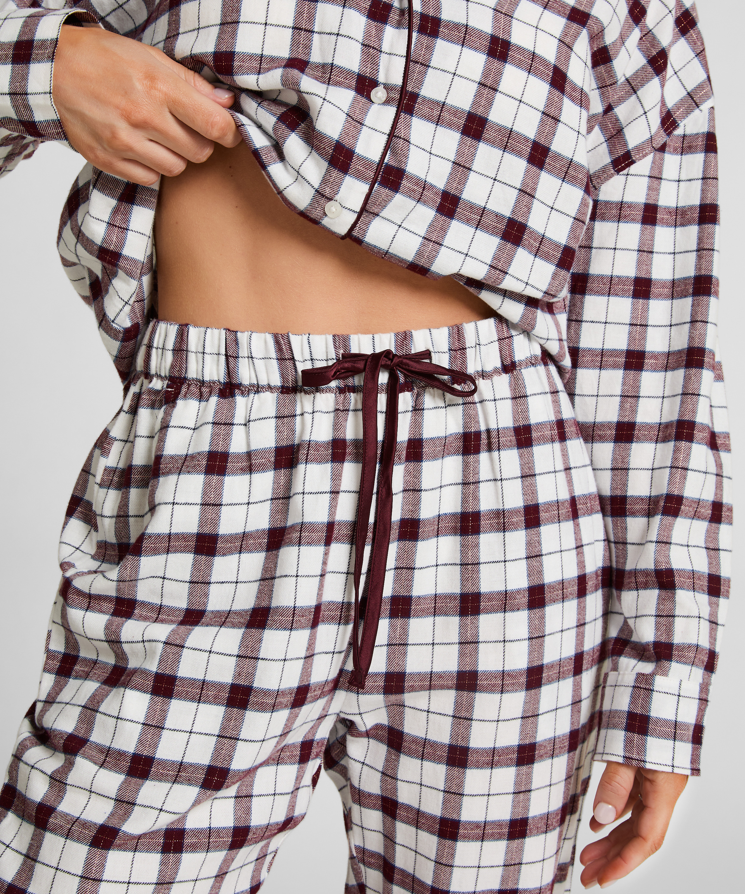 Flannel Pyjama Pants, White, main