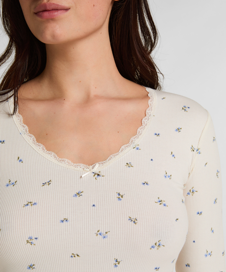 Daisy Pyjama Top, White