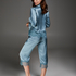 Silk capri pants, Blue