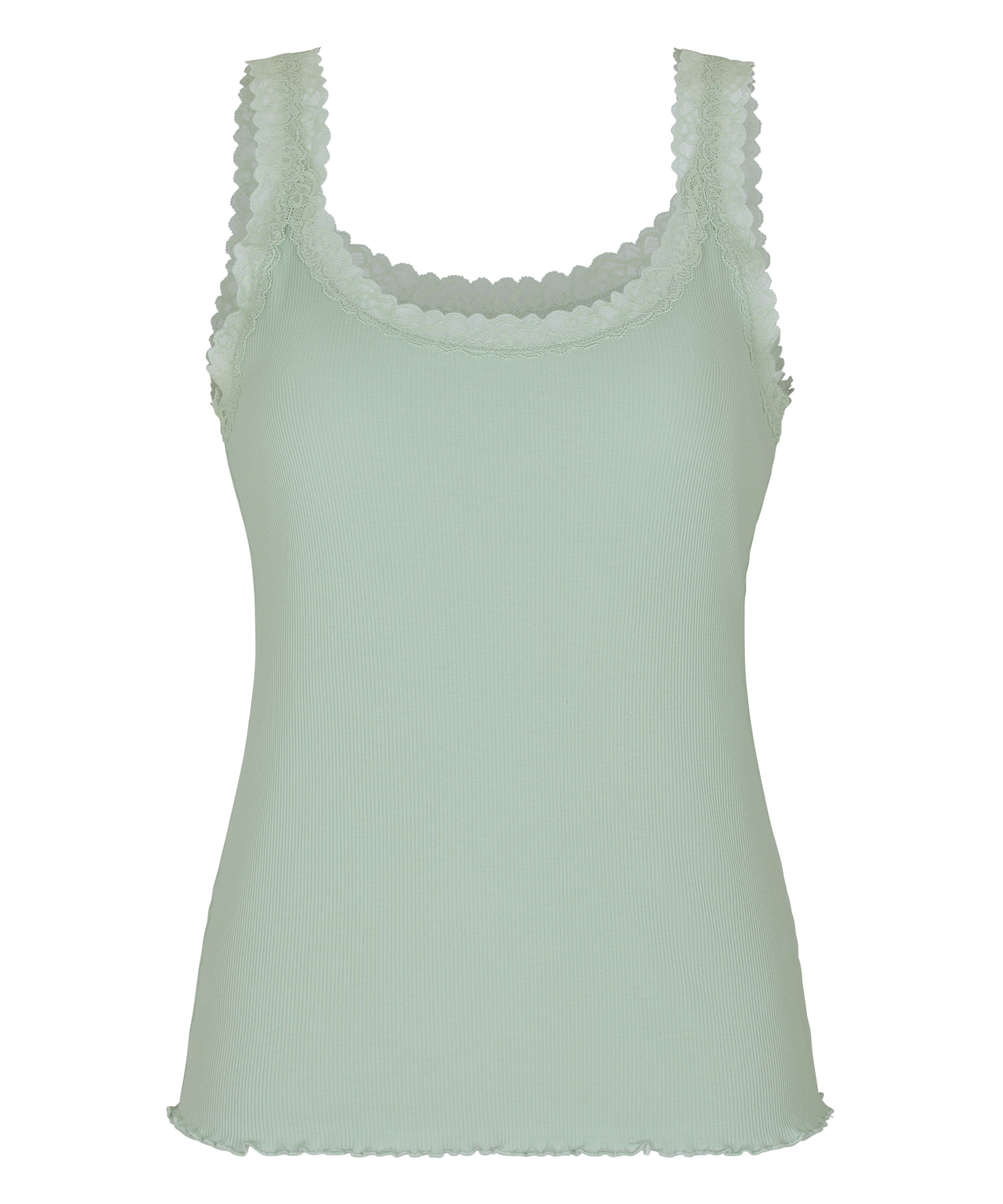 Singlet Rib Jersey Lace, Green, main
