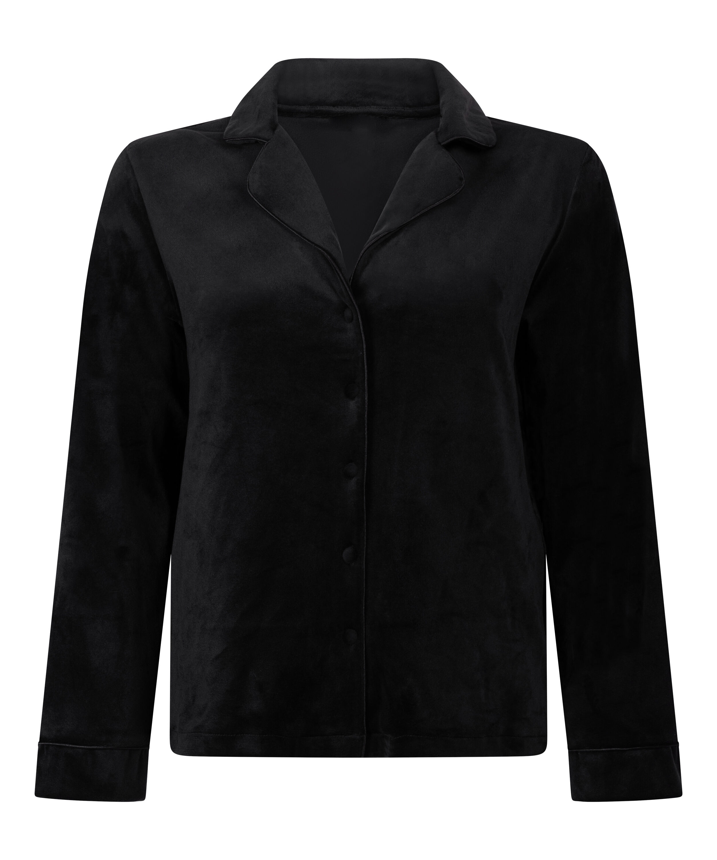 Velours Long-Sleeved Jacket, Black