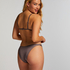 Luna High-Leg Bikini Bottoms, Gray