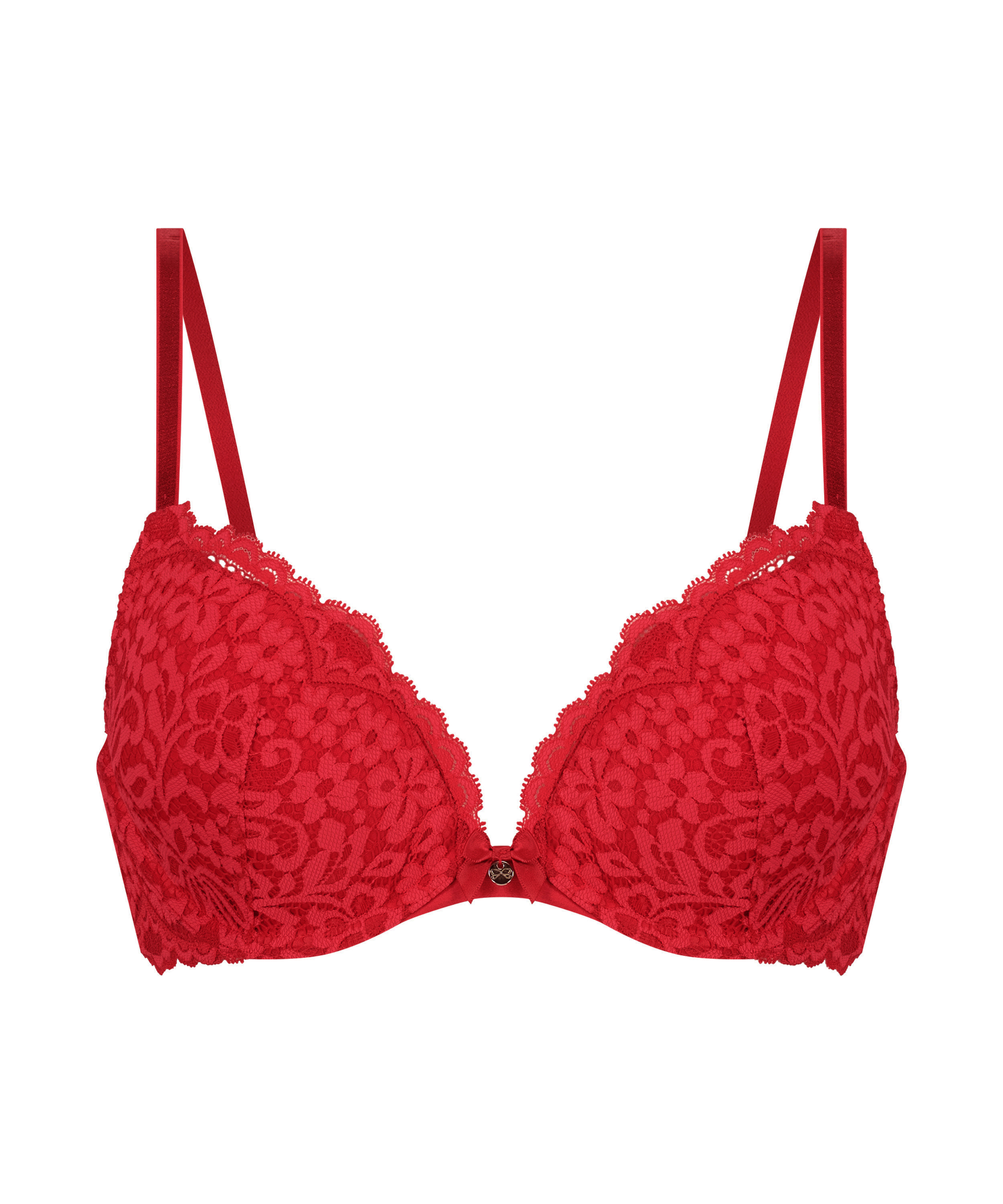 Rose padded push-up bra, Red, main