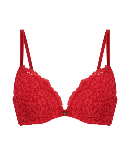 Rose padded push-up bra, Red