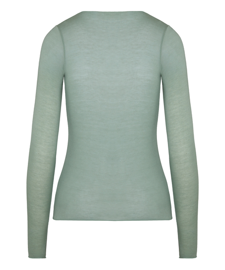 super soft Lace V-Neck shirt with Cashmere, Green