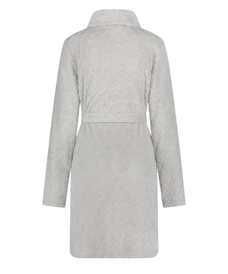 Fleece Zip Bathrobe, Gray