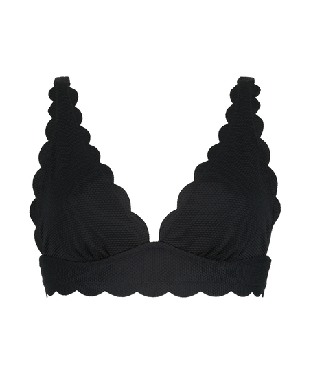 Scallop triangle bikini top, Black