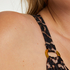 Leopard padded underwired bikini top, Beige