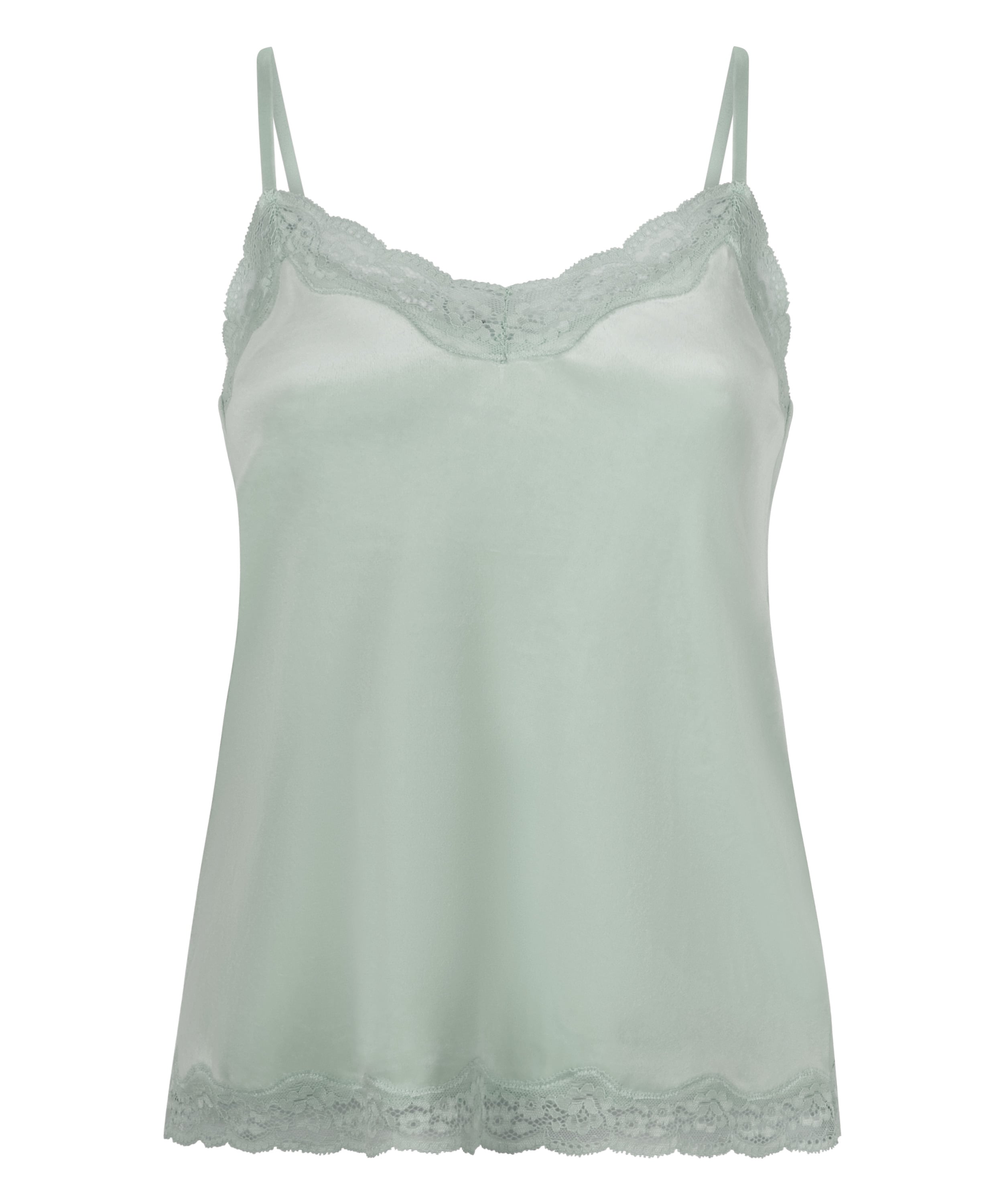 Velours Lace Cami Top, Green, main