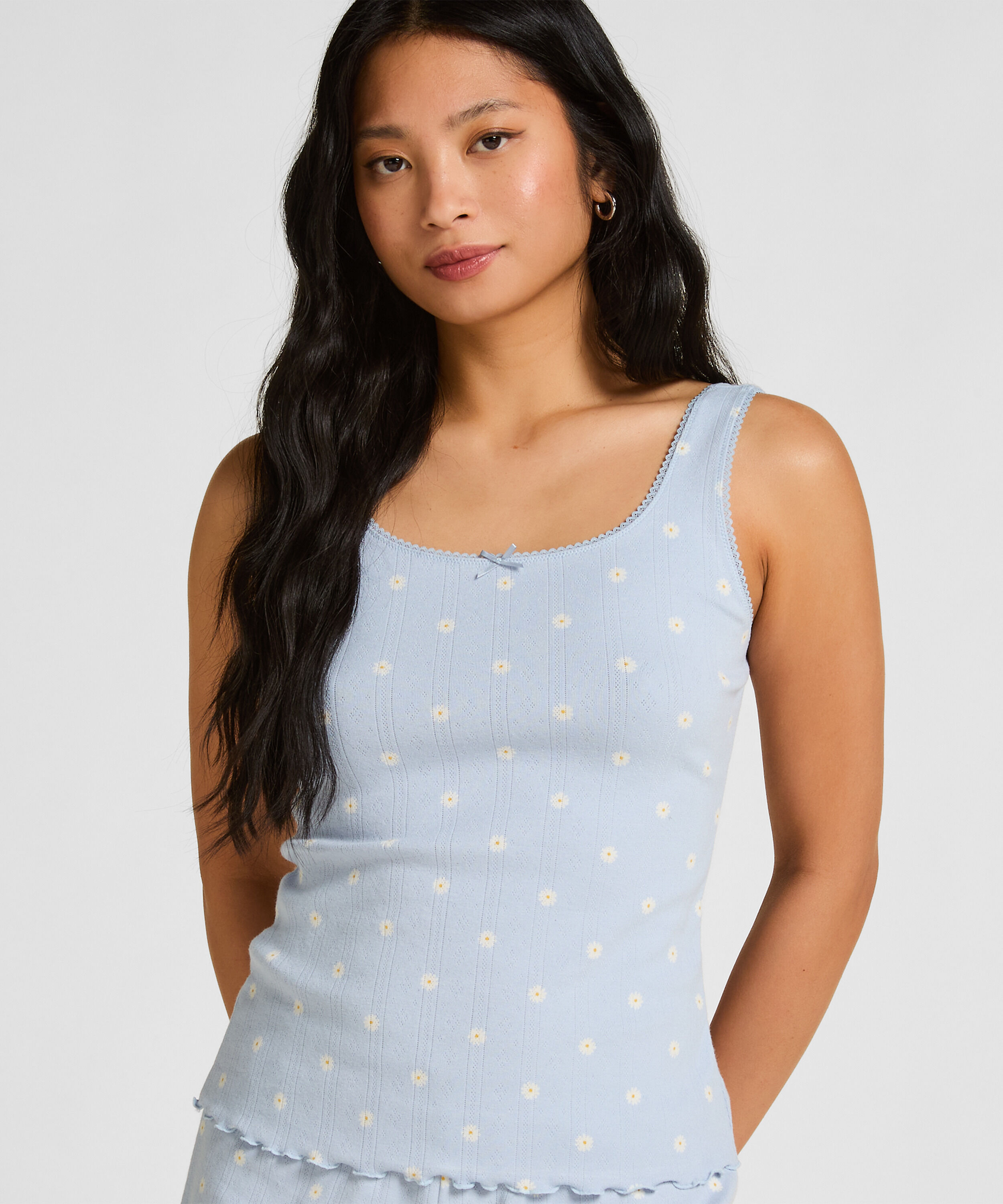 Pointelle Singlet, Blue