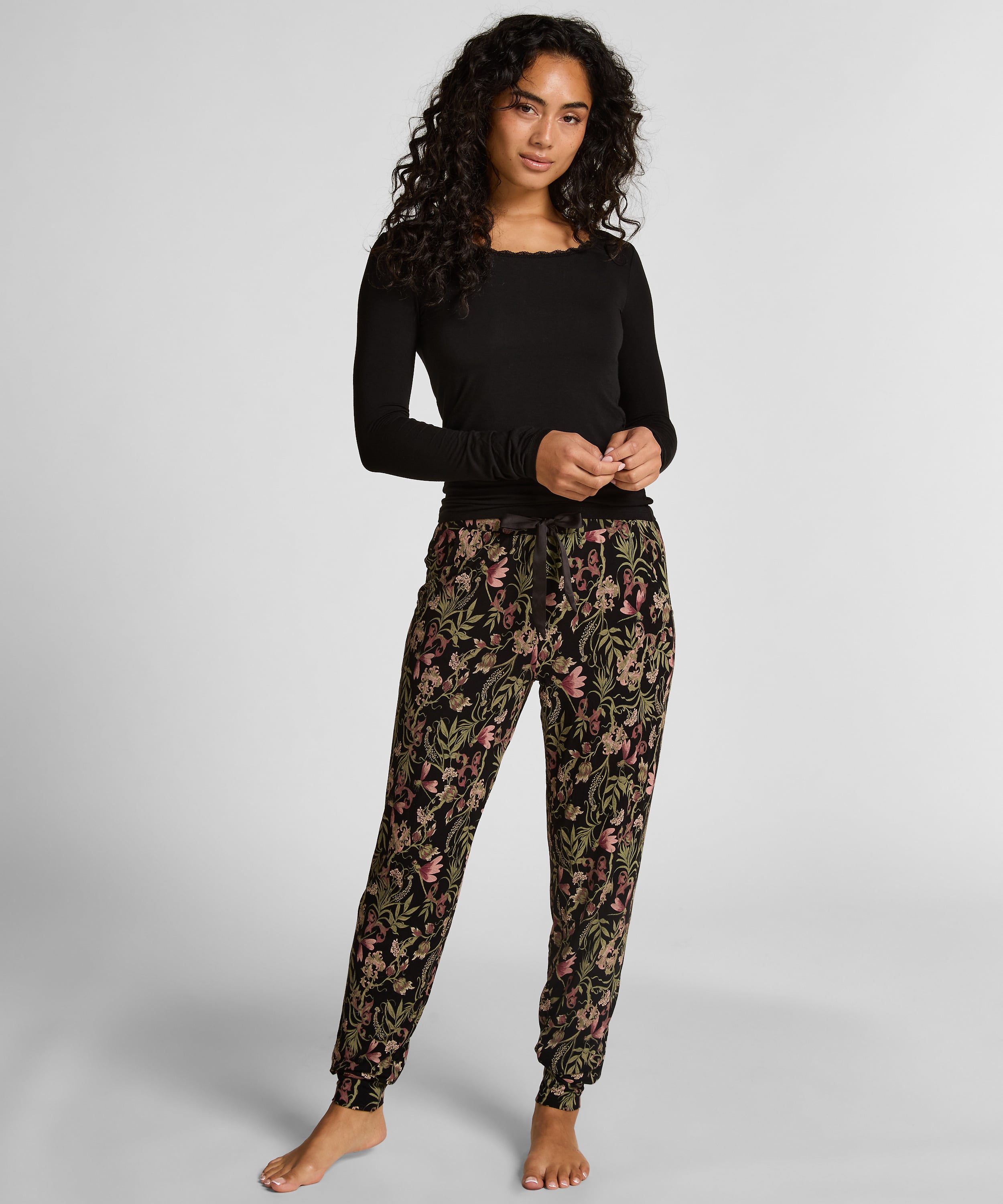 Jersey Pyjama Pants, Black, main