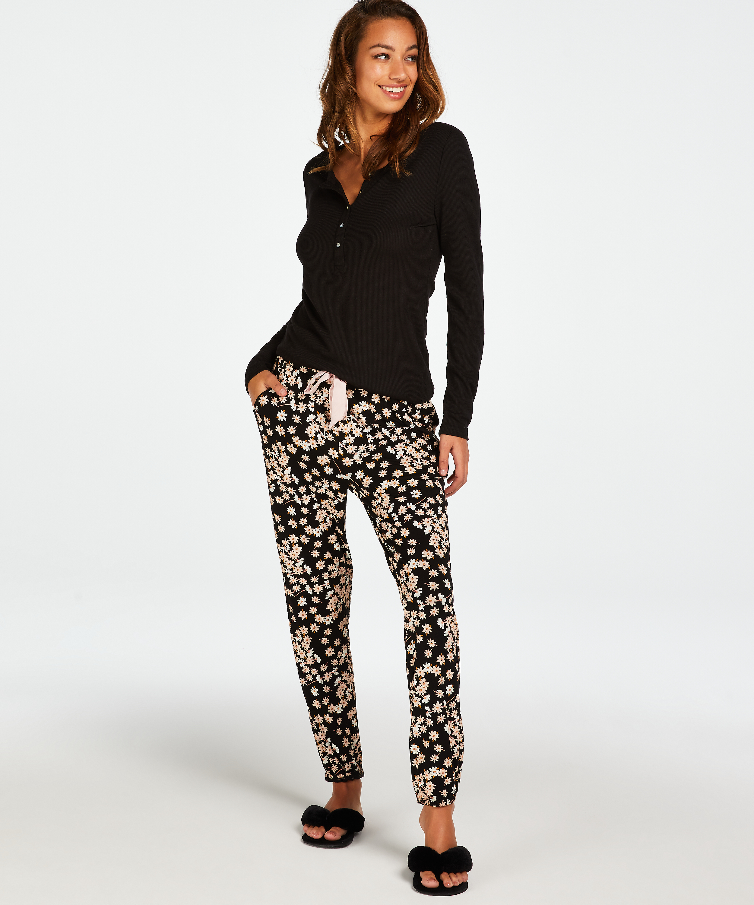 Petite Pyjama Pants Daisy, Black, main