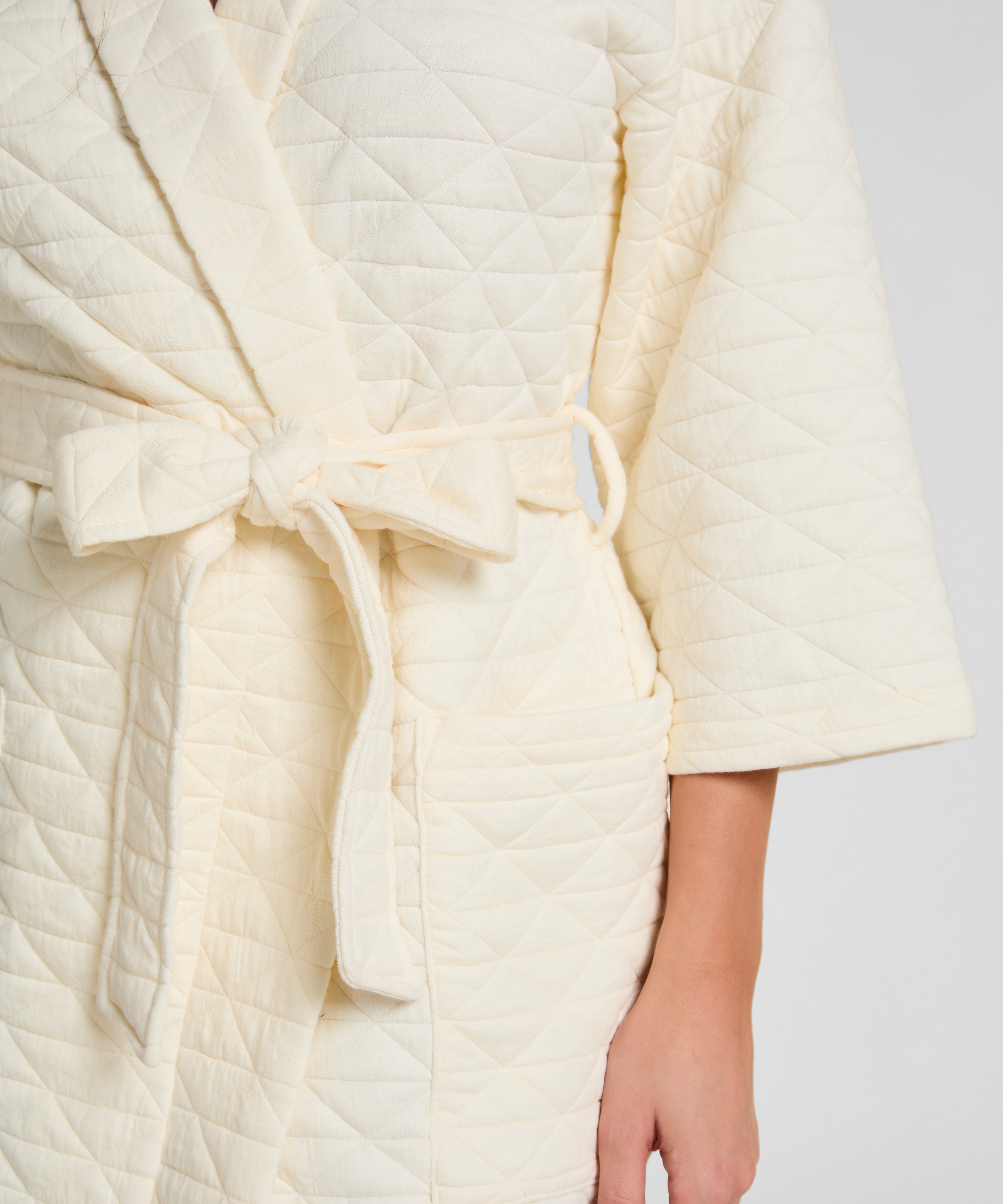 Quilted Robe, White, main