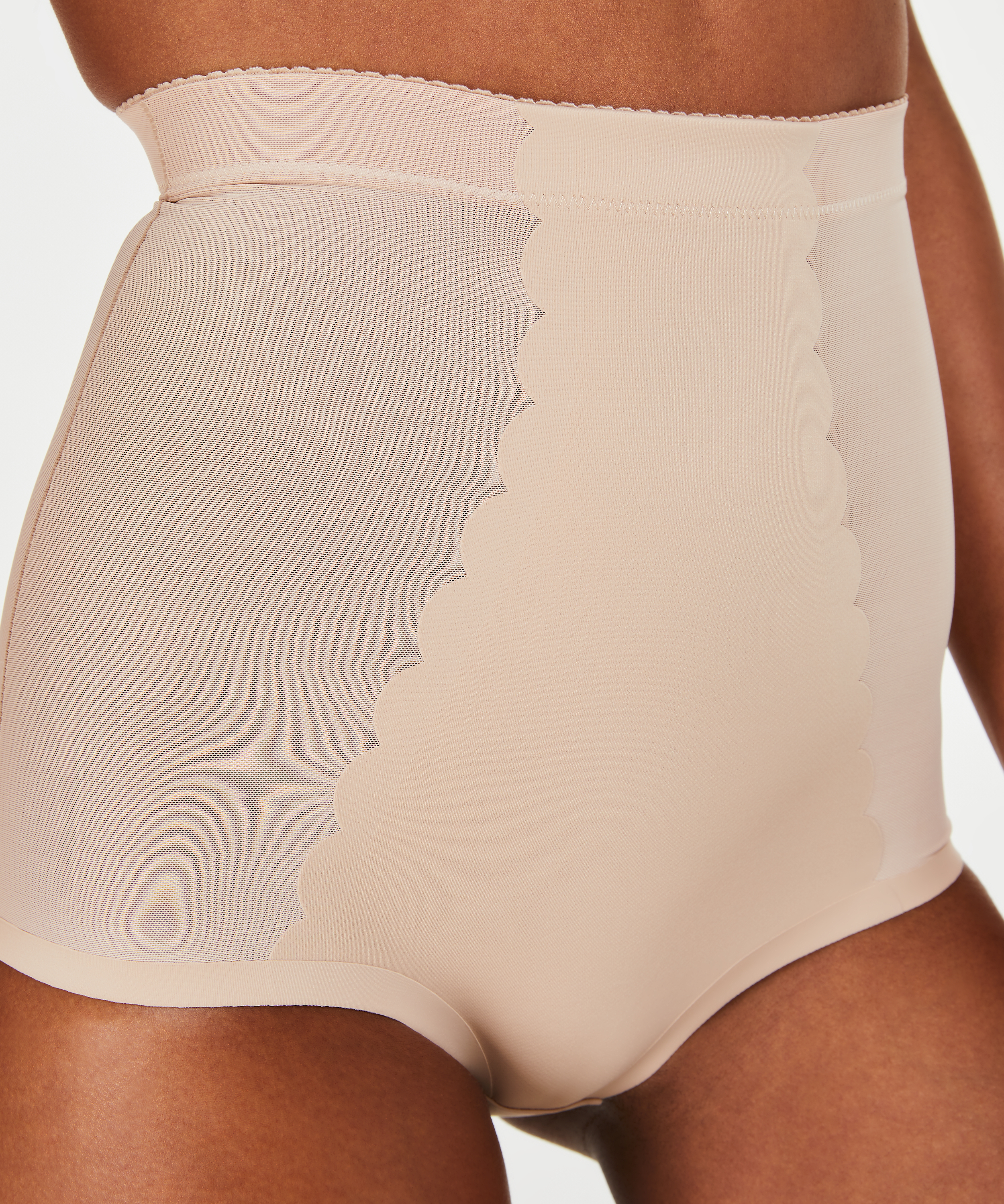 Sculpting scallop high waisted brief - Level 3, Beige, main