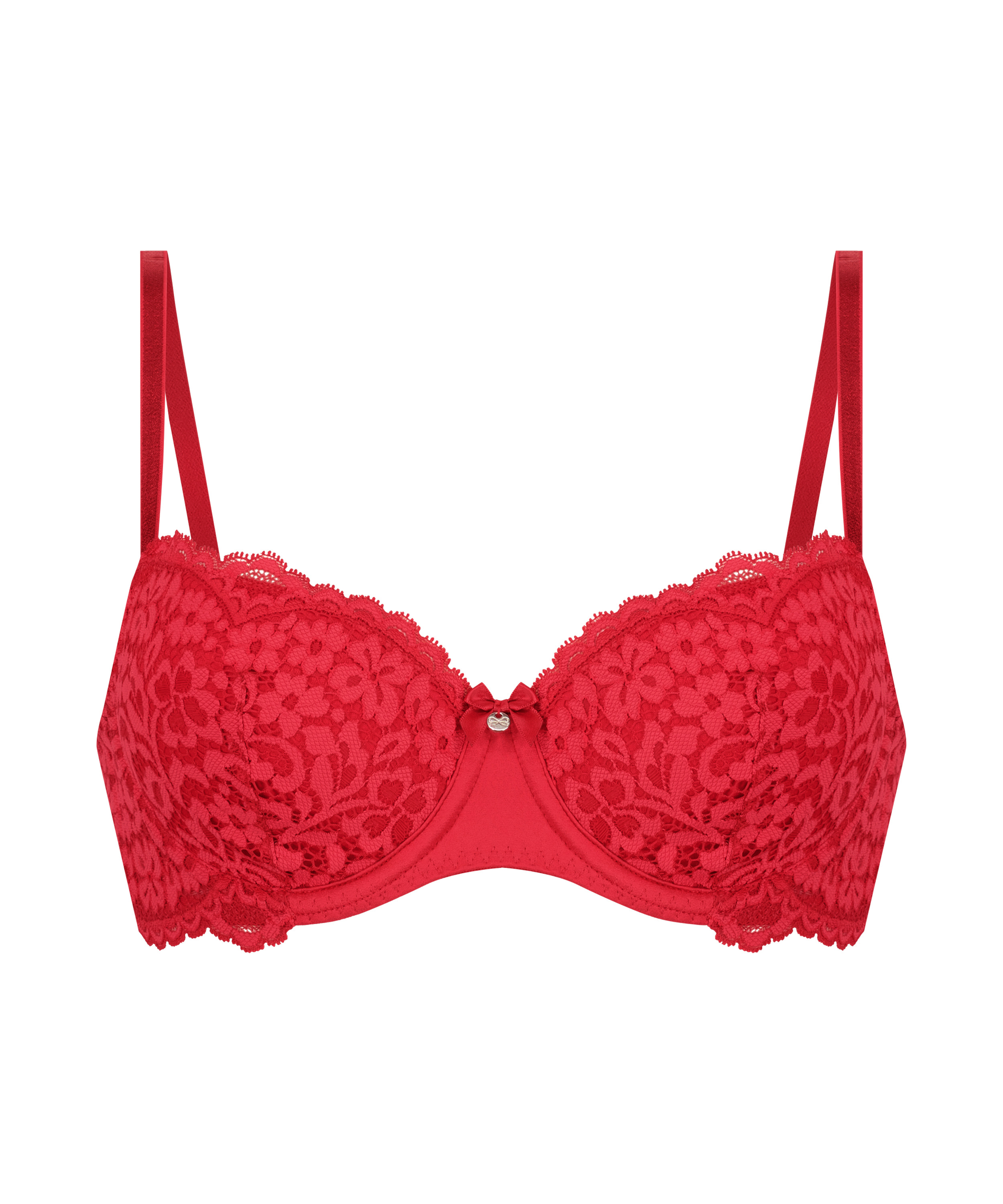 Rose Padded Underwired Bra, Red, main