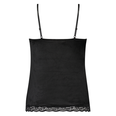 Velours Lace Cami Top, Black