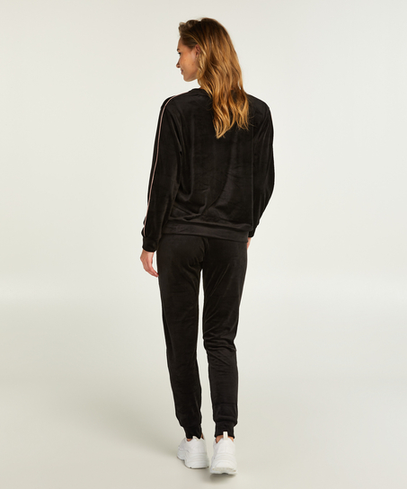Velours Jogging Bottoms, Black