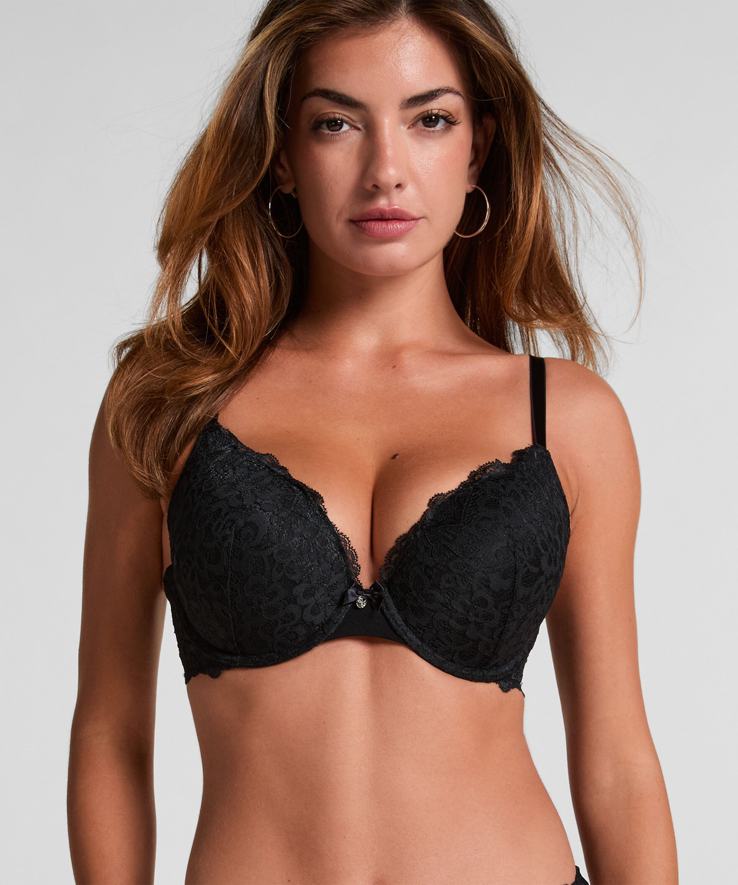 Marine Padded Push-Up Underwired Bra, Black