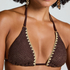 Triangle Crochet Bikini Top, Brown