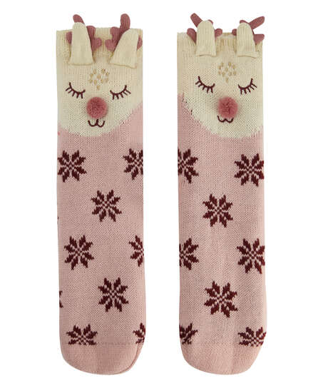 Reindeer Slippers, Pink