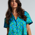 Satin Short-Sleeved Jacket, Blue