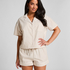 Pyjama Jacket Cotton Stripe, Beige
