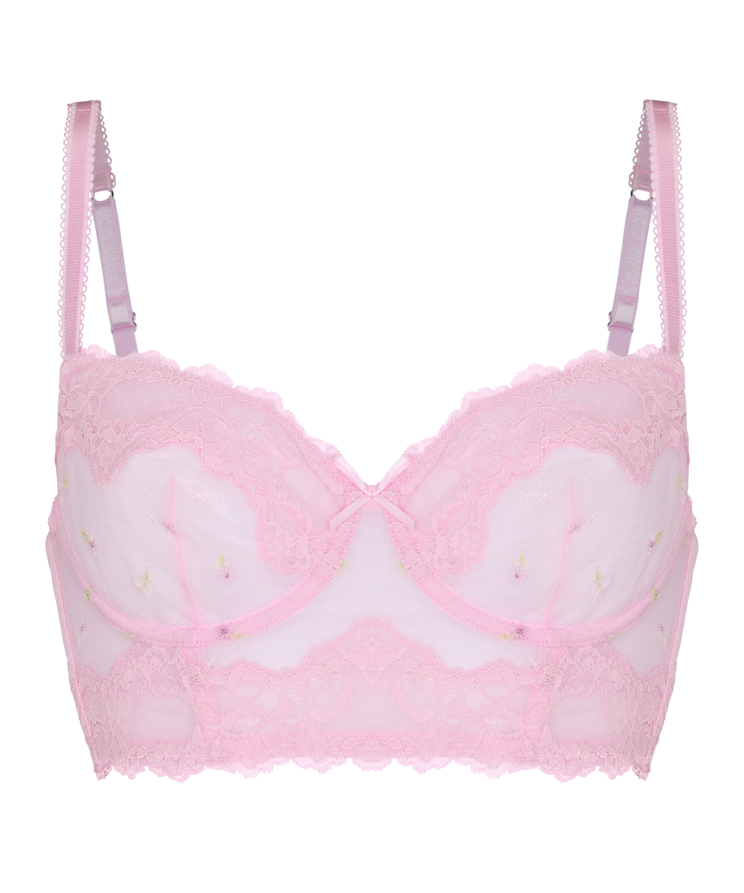Non-Padded Underwired Longline Bra Camellia, Pink