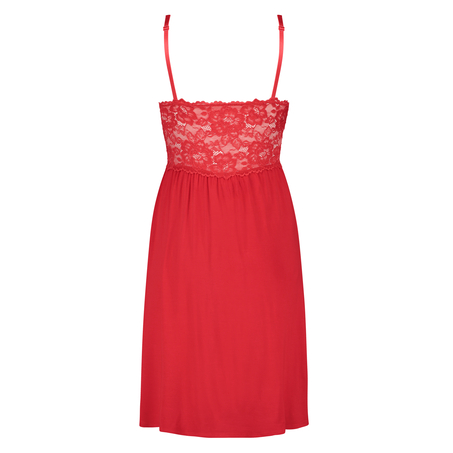 Modal Lace Slip Dress, Red