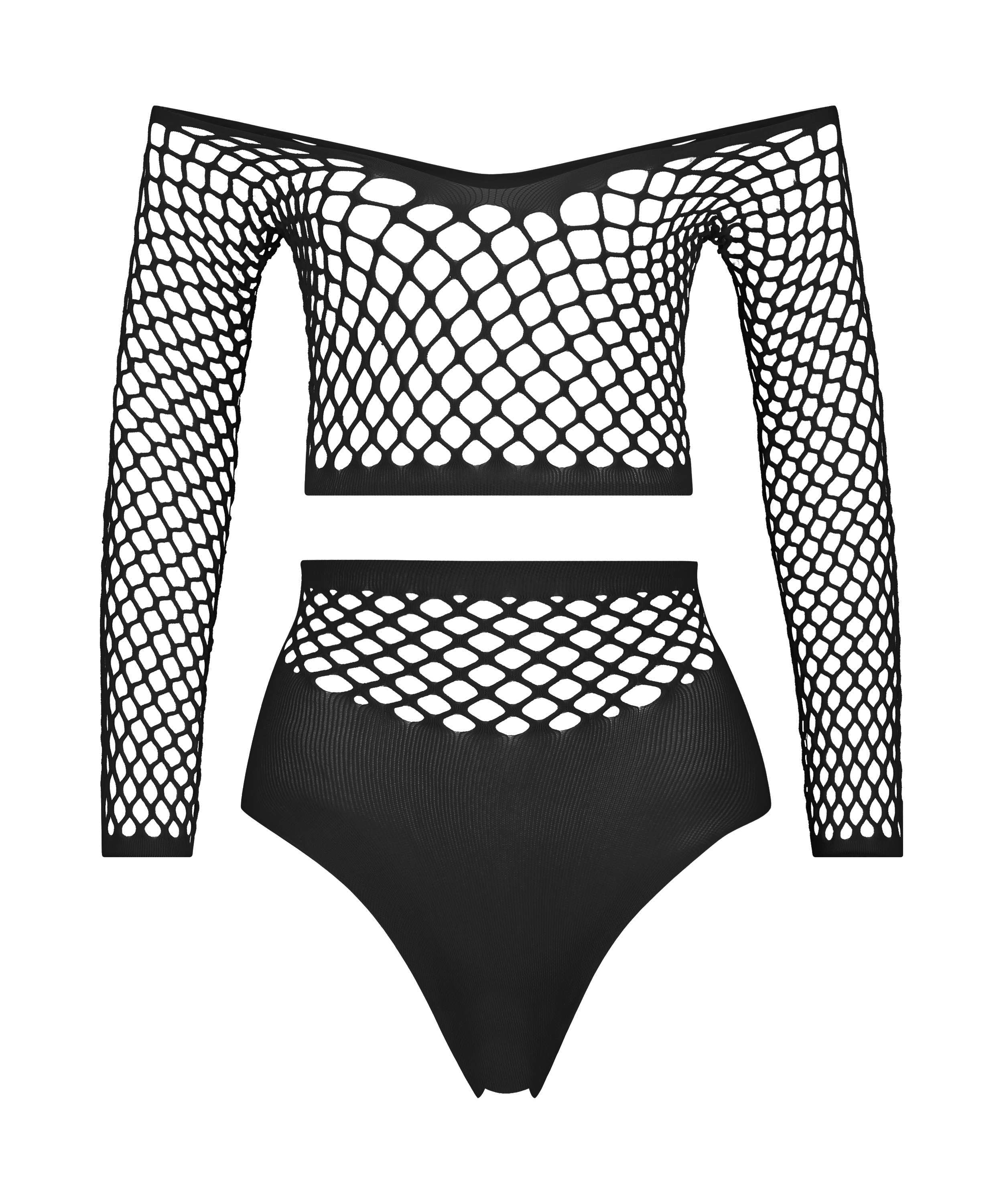 Private Fishnet Set, Black, main