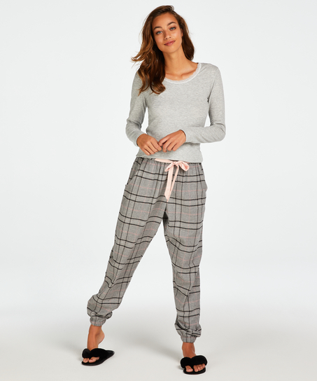Petite Twill Check Pyjama Pants, Gray