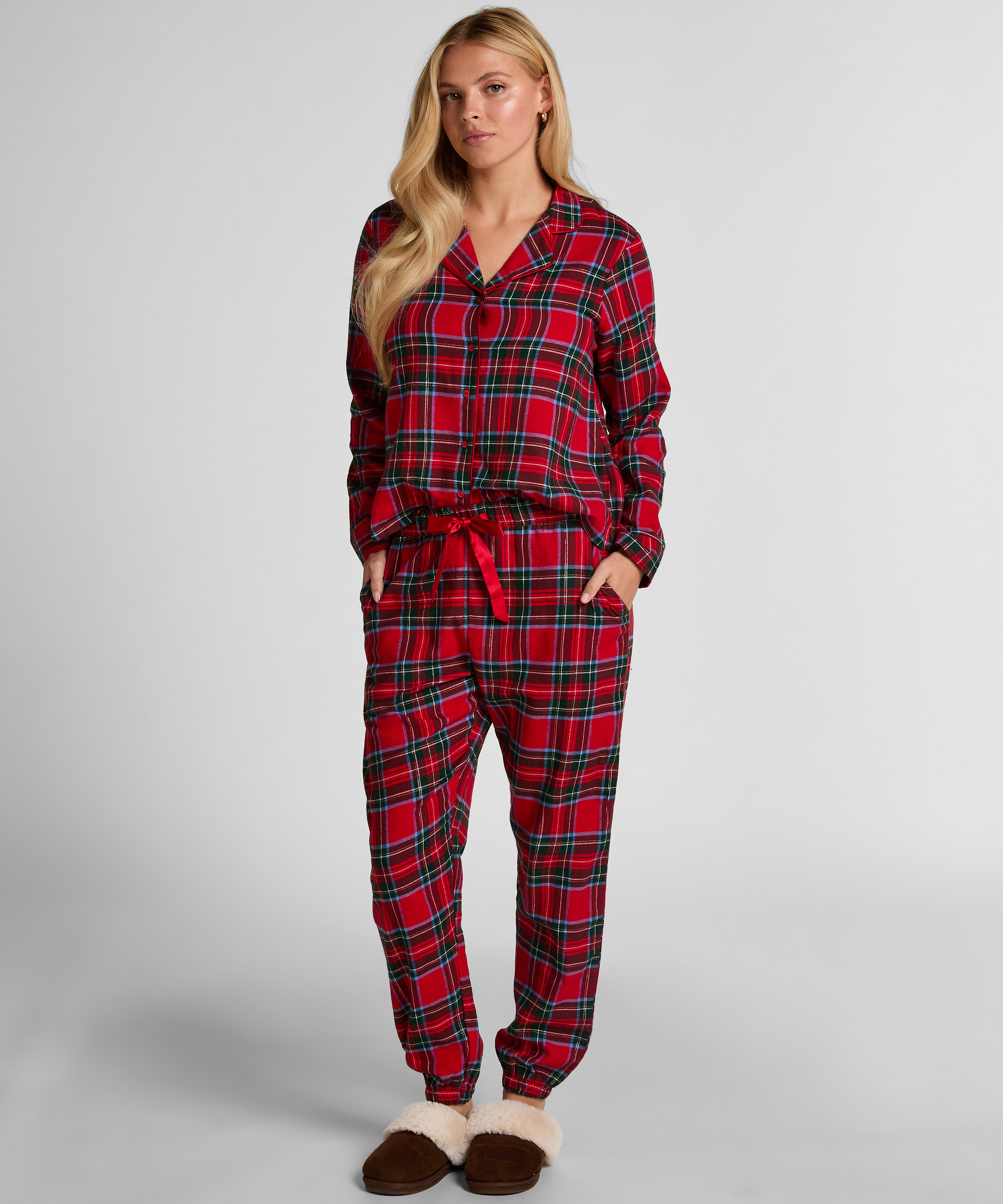 Flannel Pyjama Pants, Red, main