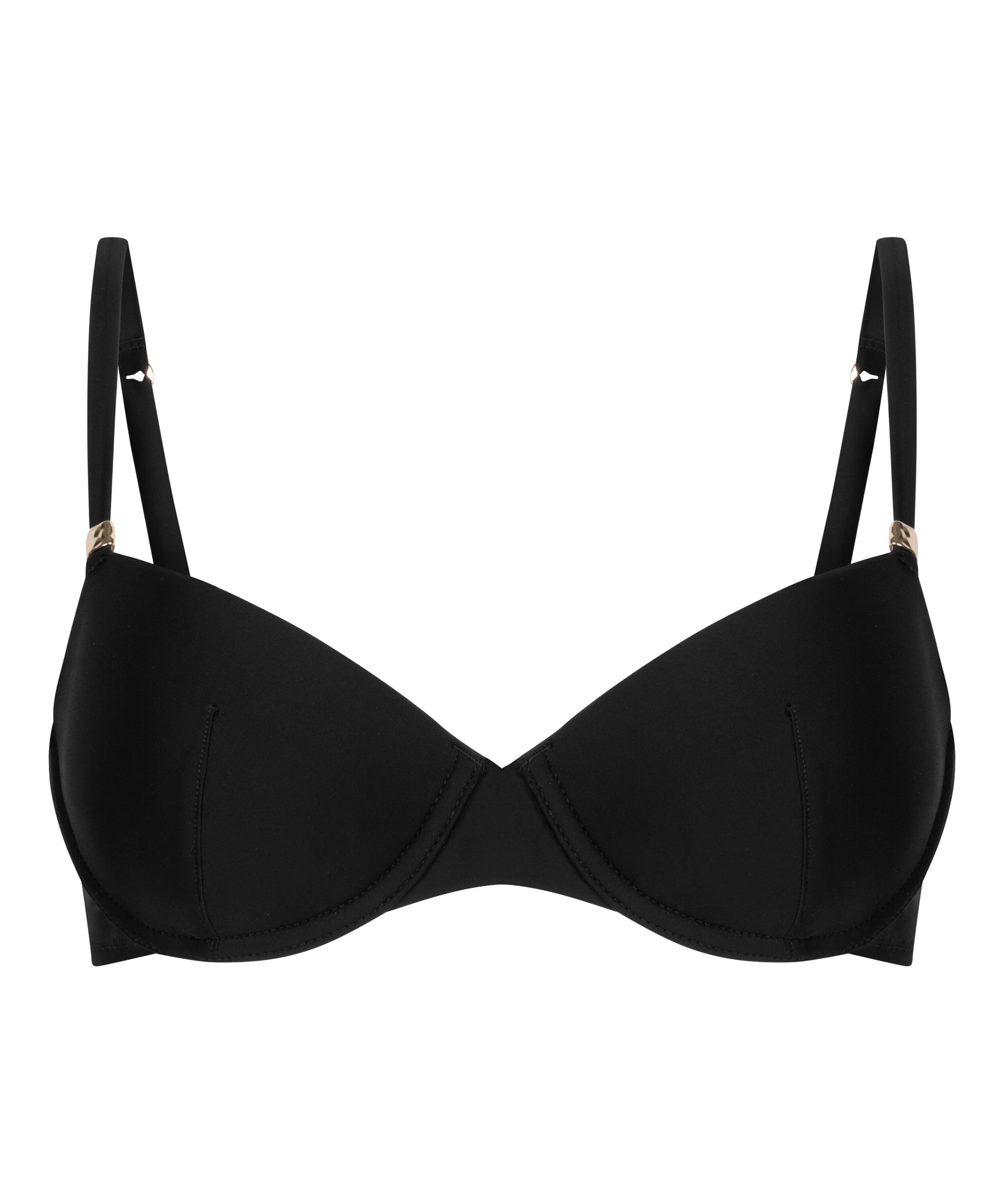 Luxe Padded Underwired Bikini Top, Black