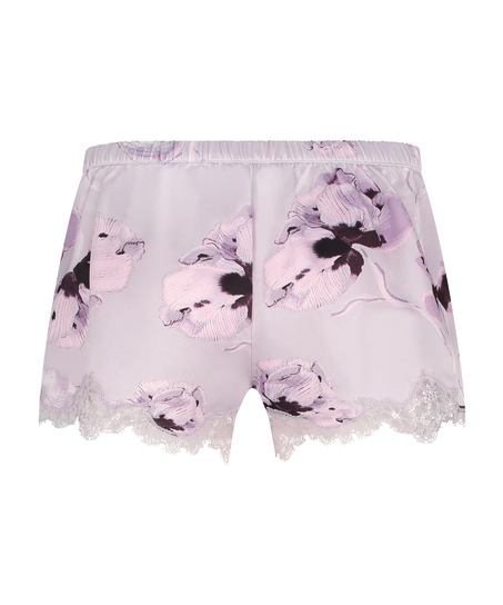 Satin pyjama shorts, Purple