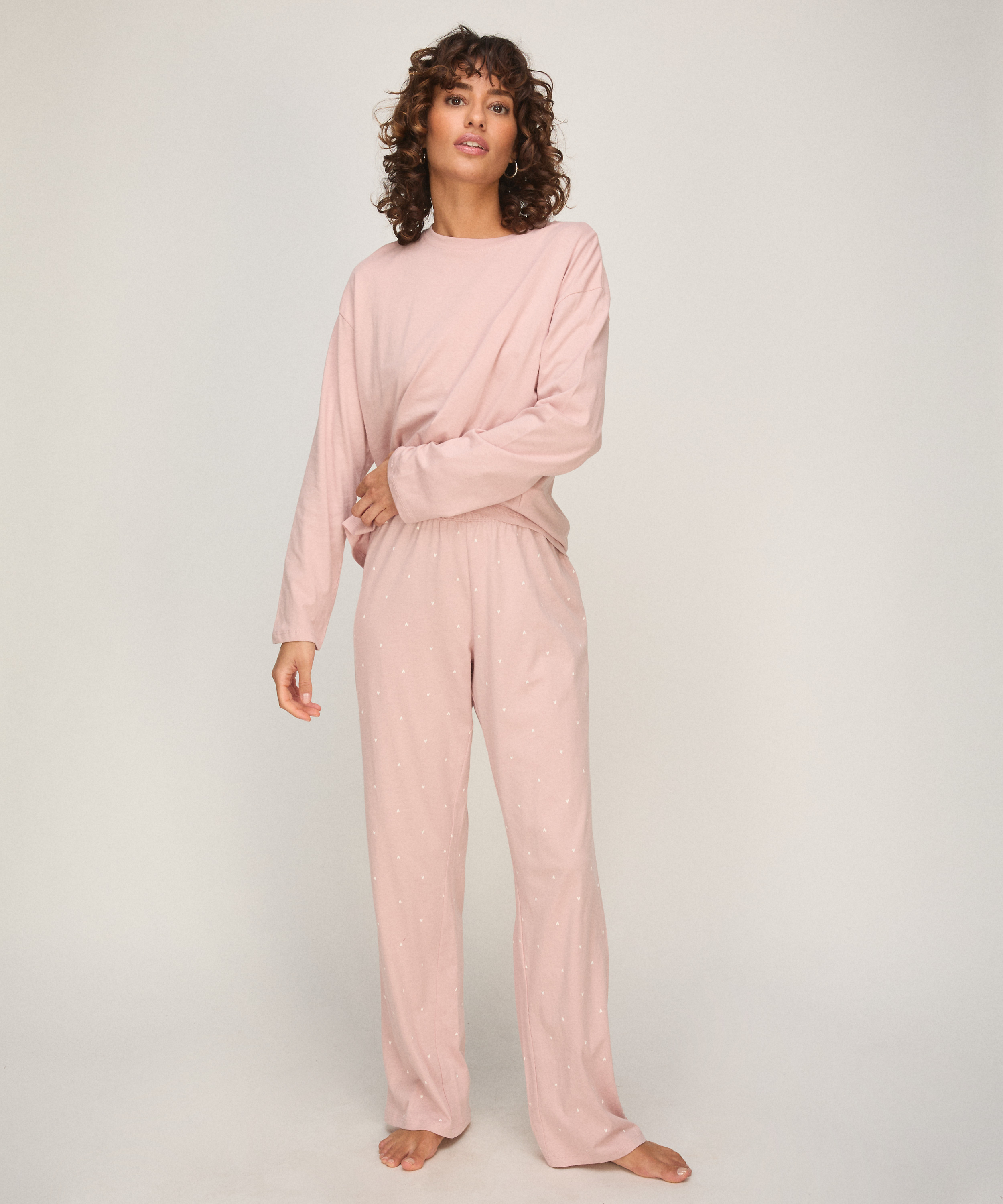 Pyjamaset Cotton Jersey, Pink, main