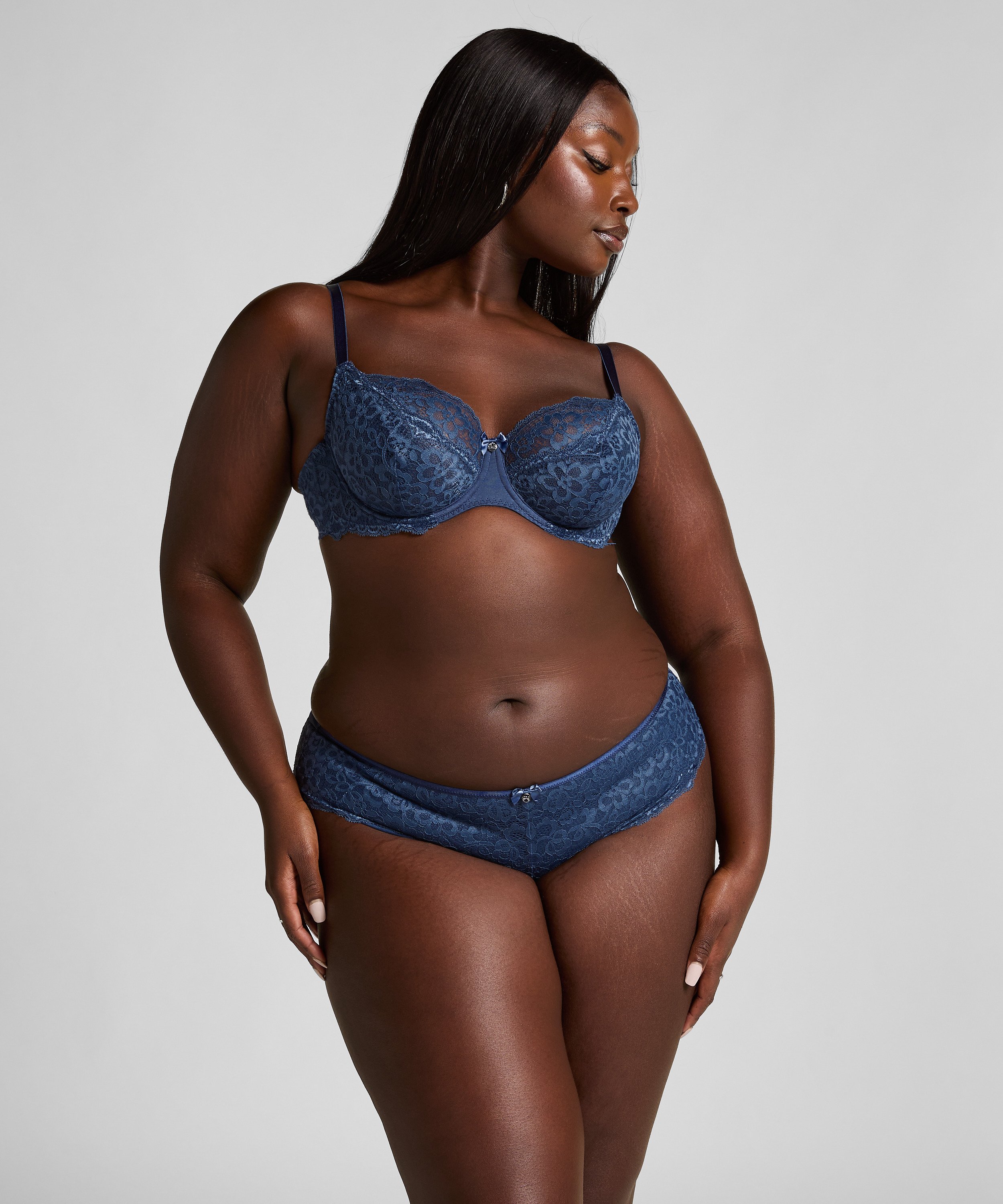 Marine Non-Padded Underwired Bra, Blue, main