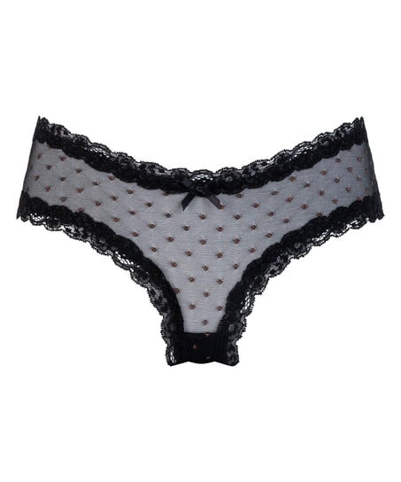 V-shaped Brazilian knickers mesh, Black