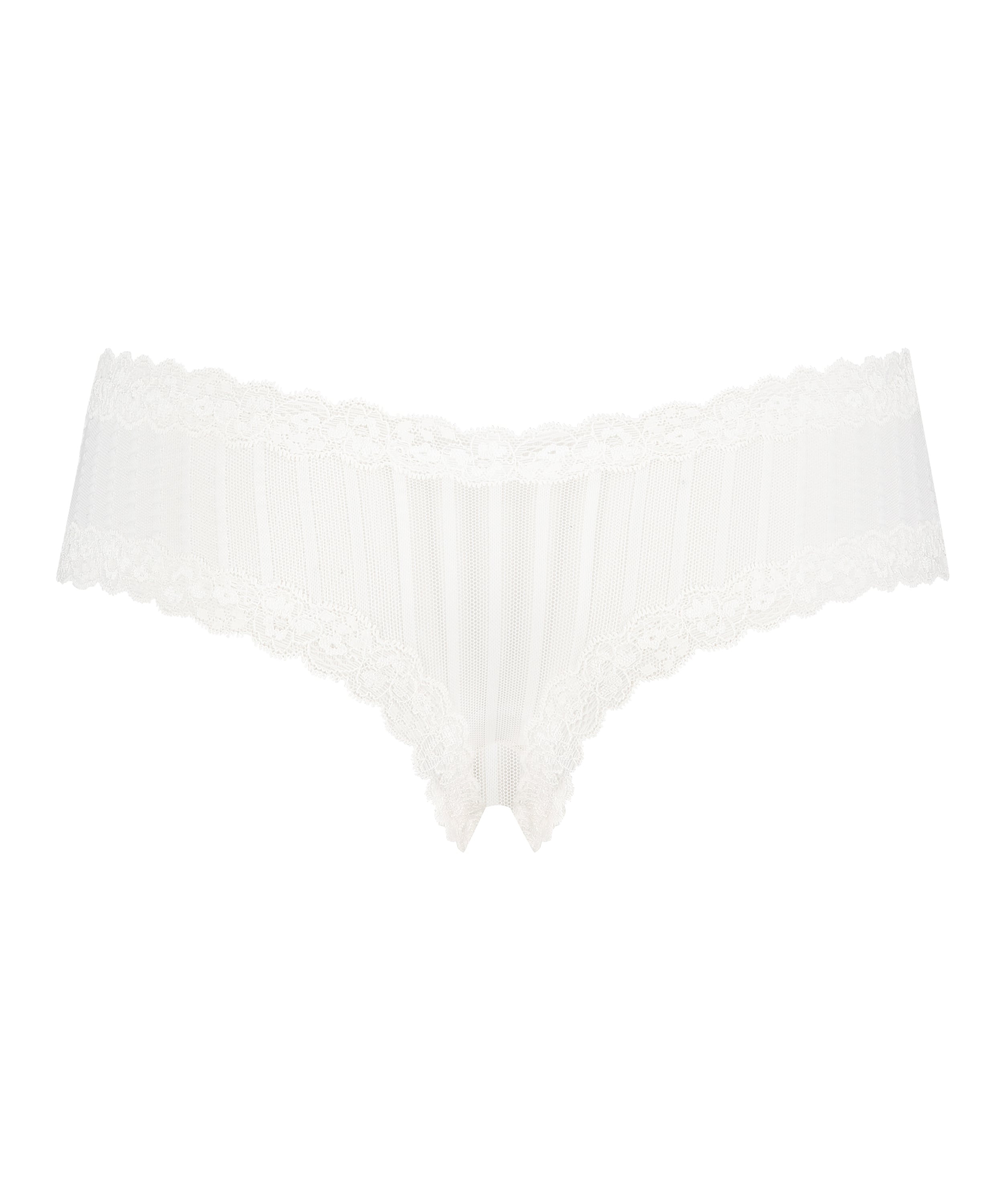 V-shaped Brazilian knickers mesh, White, main