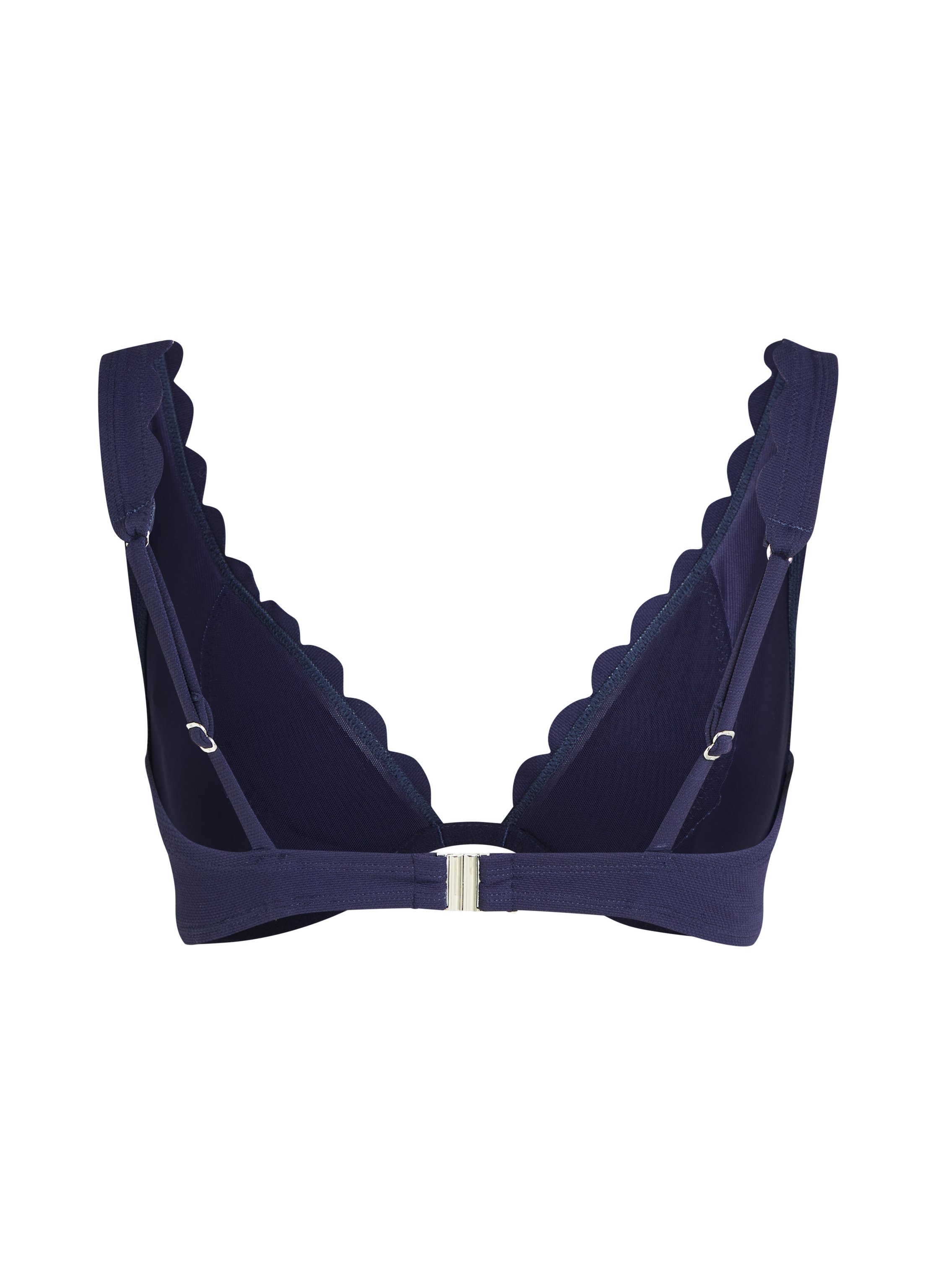 Scallop non-padded underwired bikini top, Blue, main