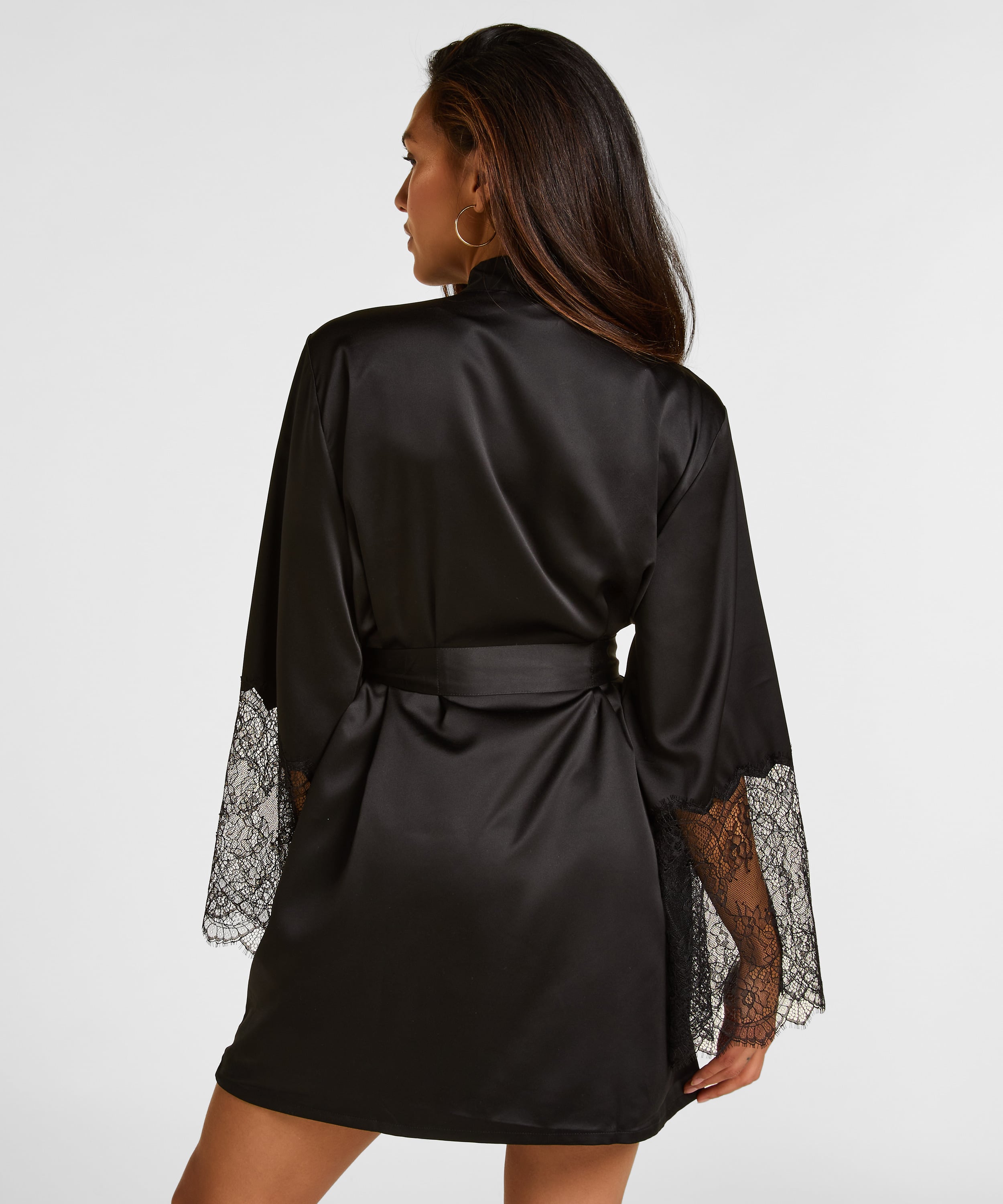 Kimono Satin Lace, Black, main