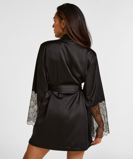 Kimono Satin Lace, Black